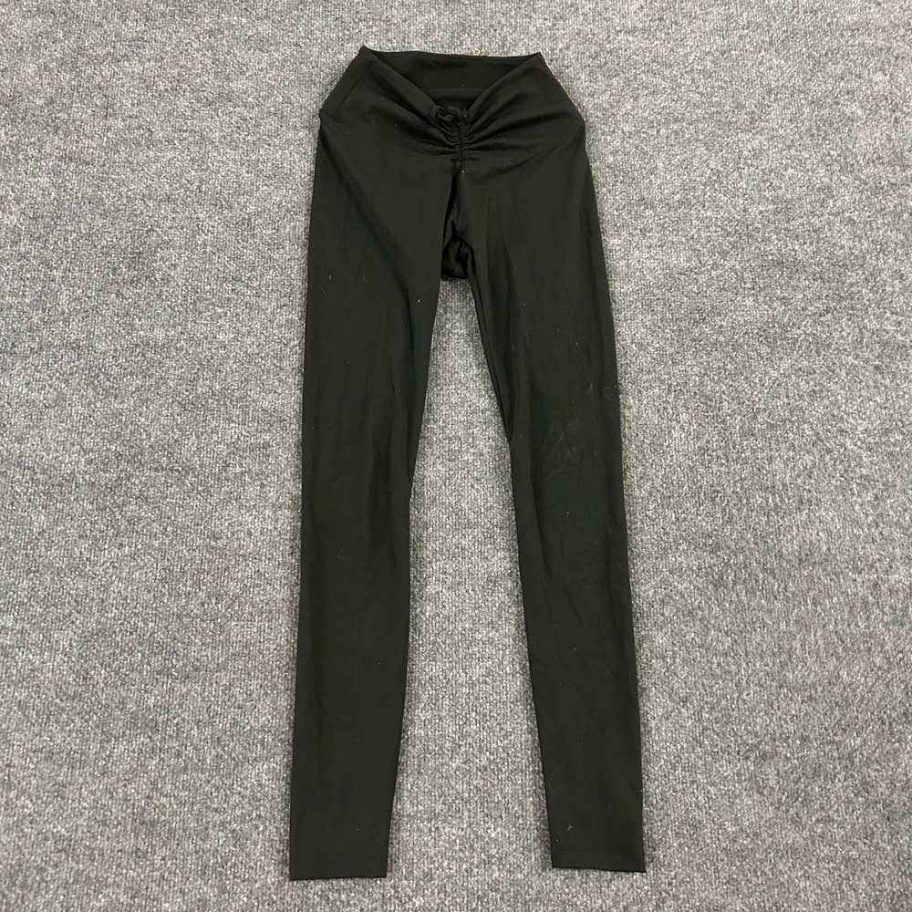 Pink Active Leggings Womens Size XS Black Cinched Front High Waist Athletic Slim